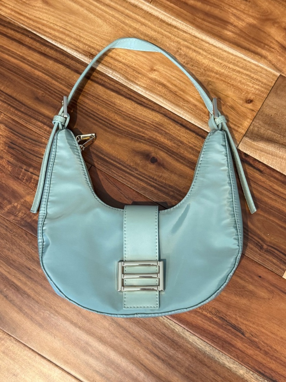 Super cute Sage Green Shoulder Bag with Buckle Accent and long strap included